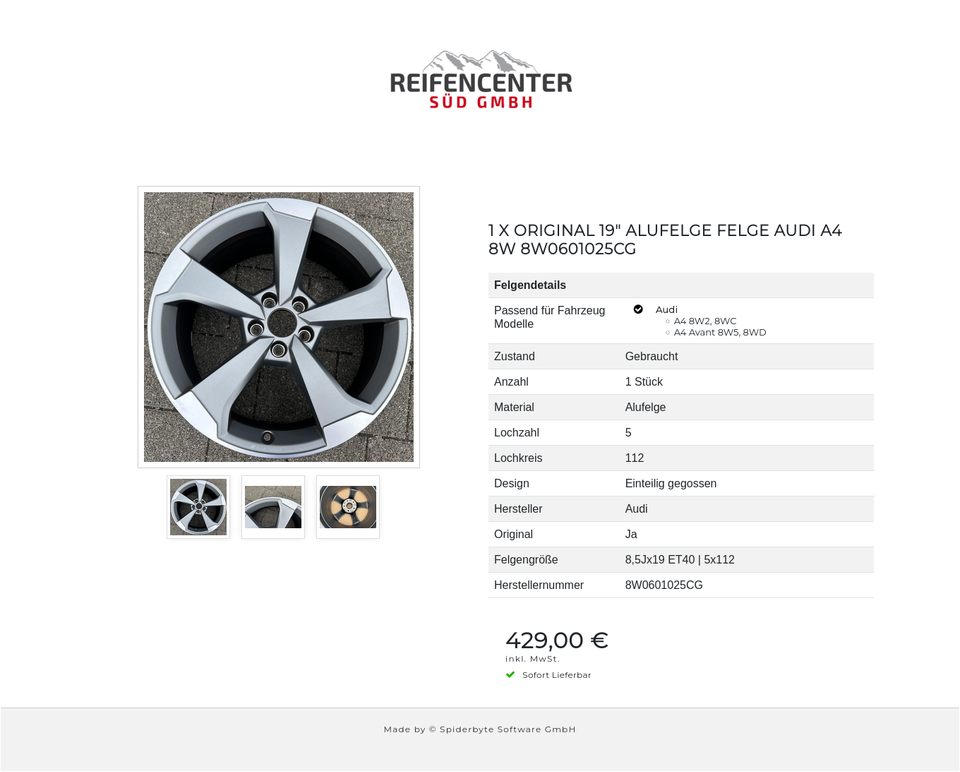 1 X ORIGINAL 19" ALUFELGE FELGE AUDI A4 8W 8W0601025CG #1YJE – Bild 4