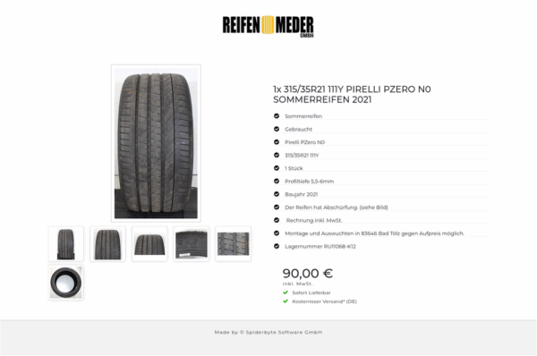 1x 315/35R21 111Y PIRELLI PZERO N0 SOMMERREIFEN 2021 #1U7D – Bild 7