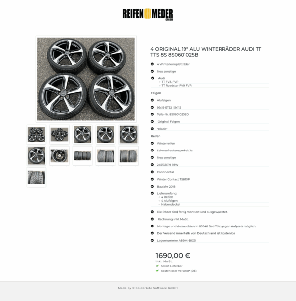 4 ORIGINAL 19" ALU WINTERRÄDER AUDI TT TTS 8S 8S0601025B #1K4B – Bild 12