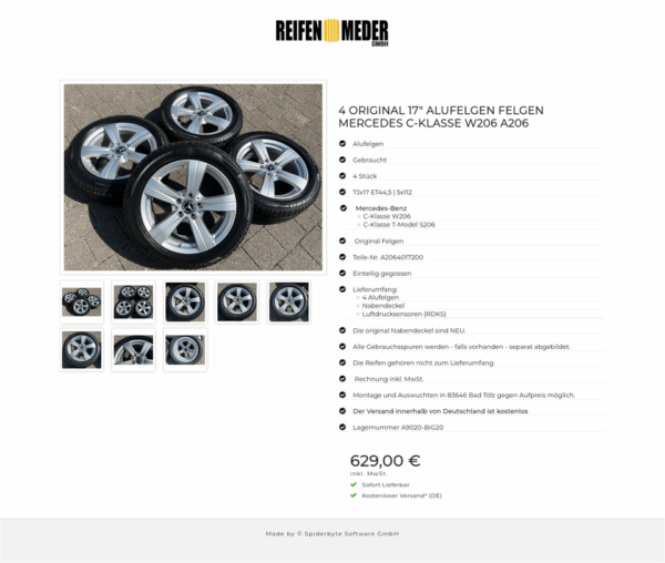 4 ORIGINAL 17" ALUFELGEN FELGEN MERCEDES C-KLASSE W206 A206 #1M6U – Bild 9