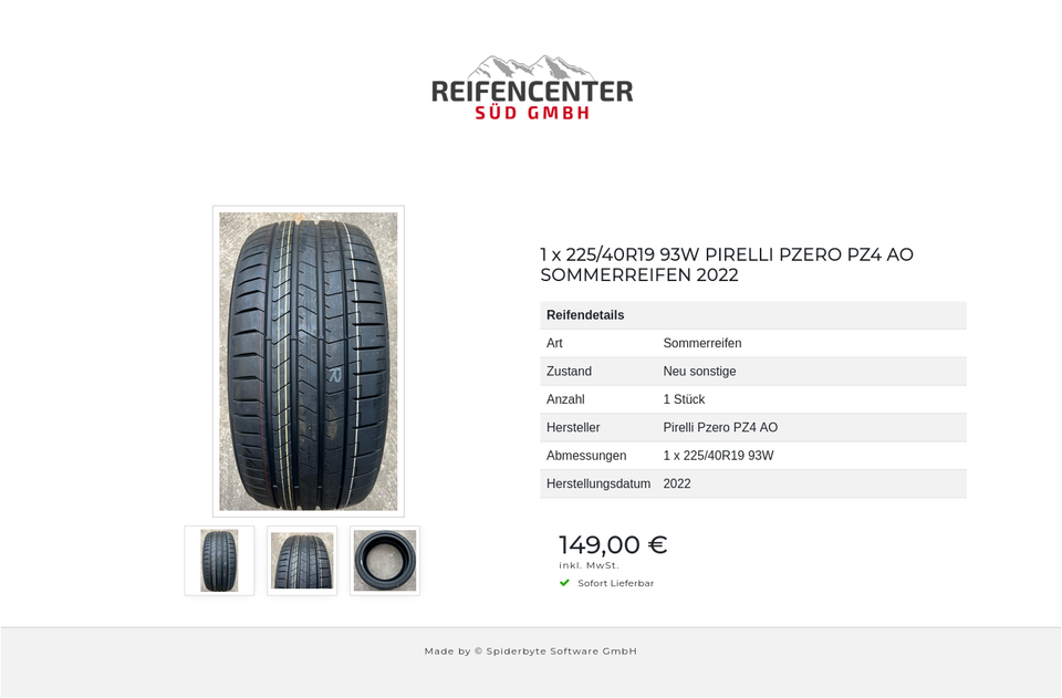 1 x 225/40R19 93W PIRELLI PZERO PZ4 AO SOMMERREIFEN 2022 #1XTU – Bild 4