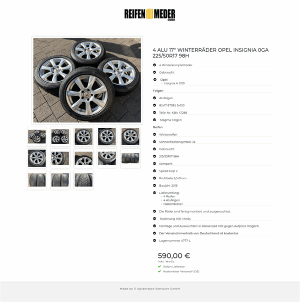 4 ALU 17" WINTERRÄDER OPEL INSIGNIA 0GA 225/50R17 98H #1VXE – Bild 14
