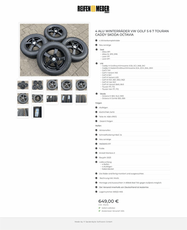 4 ALU WINTERRÄDER VW GOLF 5 6 7 TOURAN CADDY SKODA OCTAVIA  #1MCU – Bild 13