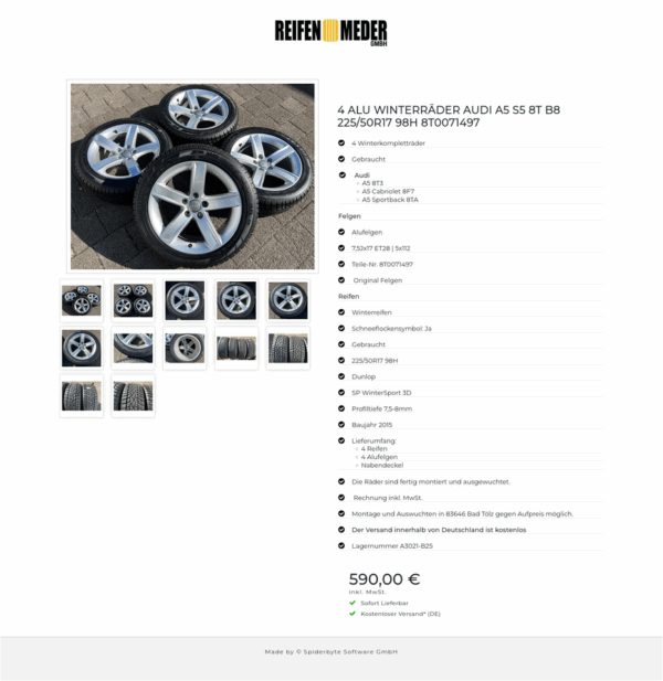 4 ALU WINTERRÄDER AUDI A5 S5 8T B8 225/50R17 98H 8T0071497  #1V2L – Bild 13