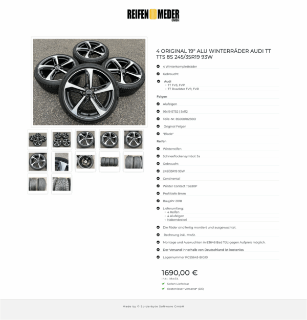 4 ORIGINAL 19" ALU WINTERRÄDER AUDI TT TTS 8S 245/35R19 93W #1KJO – Bild 13