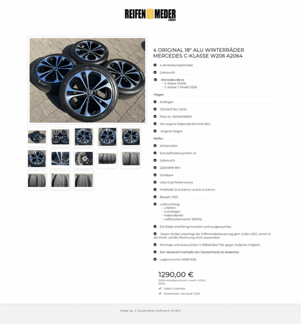 4 ORIGINAL 18" ALU WINTERRÄDER MERCEDES C-KLASSE W206 A2064 #1TRO – Bild 14