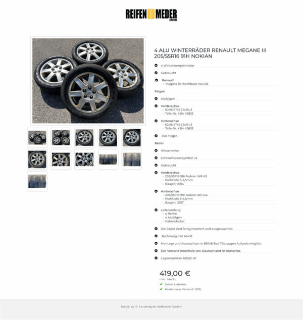 4 ALU WINTERRÄDER RENAULT MEGANE III 205/55R16 91H NOKIAN #1MOD – Bild 12