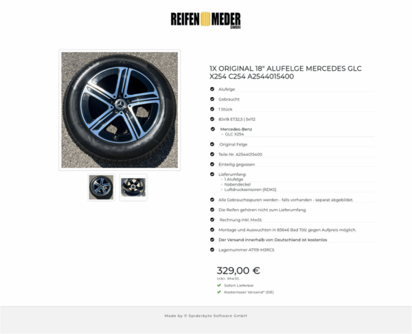 1X ORIGINAL 18" ALUFELGE MERCEDES GLC X254 C254 A2544015400 #1LUS – Bild 3