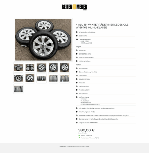 4 ALU 18" WINTERRÄDER MERCEDES GLE W166 166 ML ML-KLASSE #1TIW – Bild 12