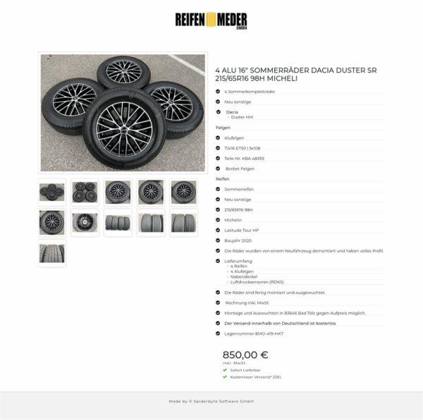 4 ALU 16" SOMMERRÄDER DACIA DUSTER SR 215/65R16 98H MICHELI #1IGZ – Bild 12
