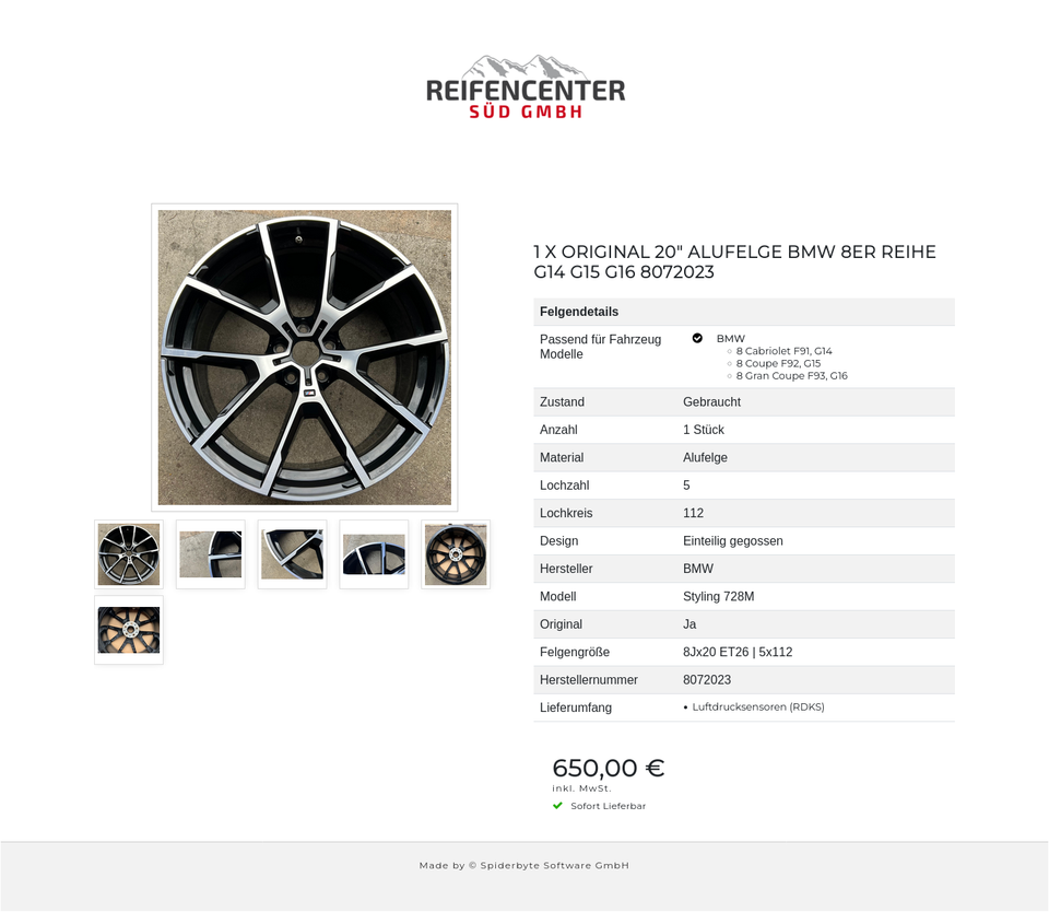 1 X ORIGINAL 20" ALUFELGE BMW 8ER REIHE G14 G15 G16 8072023 #1TVO – Bild 7