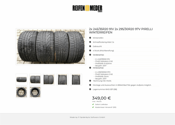2x 245/35R20 91V 2x 295/30R20 97V PIRELLI WINTERREIFEN #10SO – Bild 8