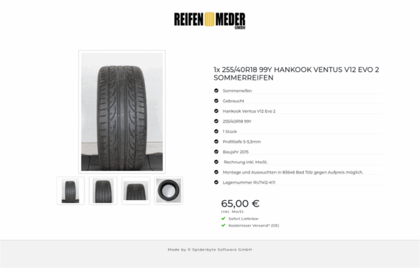 1x 255/40R18 99Y HANKOOK VENTUS V12 EVO 2 SOMMERREIFEN #1CLK – Bild 5