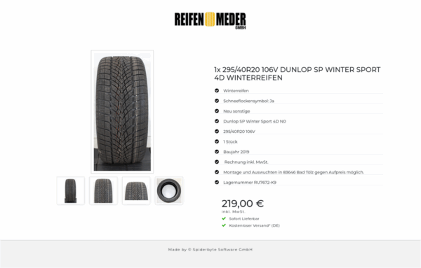 1x 295/40R20 106V DUNLOP SP WINTER SPORT 4D WINTERREIFEN #1DMK – Bild 5