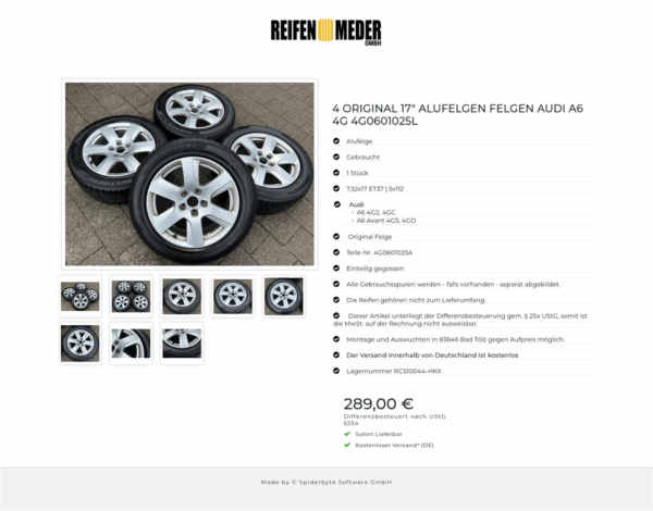 4 ORIGINAL 17" ALUFELGEN FELGEN AUDI A6 4G 4G0601025L  #1WWI – Bild 9