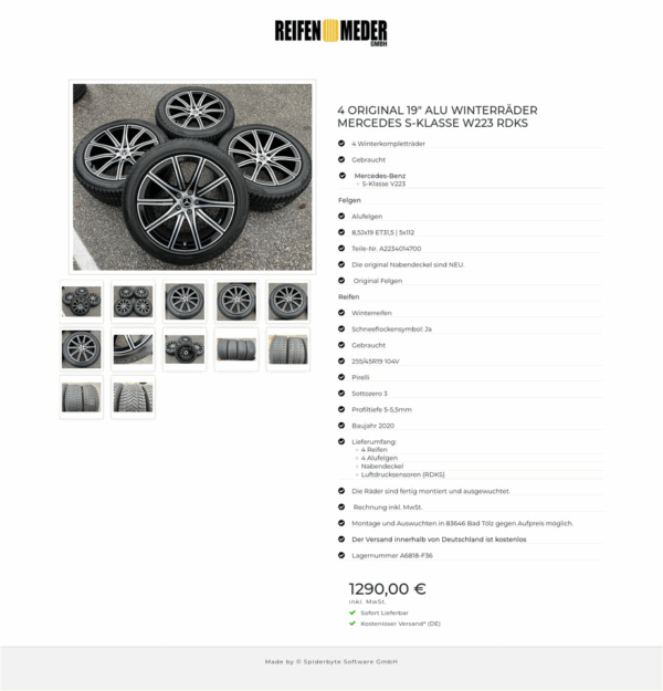 4 ORIGINAL 19" ALU WINTERRÄDER MERCEDES S-KLASSE W223 RDKS #1CMN – Bild 13