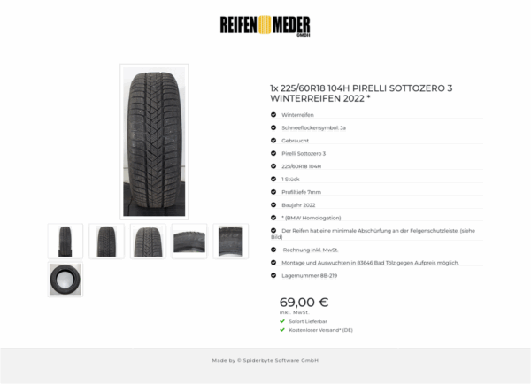 1x 225/60R18 104H PIRELLI SOTTOZERO 3 WINTERREIFEN 2022 * #1SDQ – Bild 7