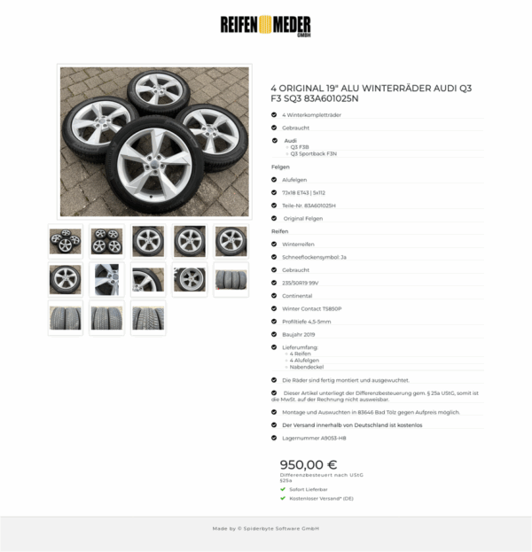 4 ORIGINAL 19" ALU WINTERRÄDER AUDI Q3 F3 SQ3 83A601025N  #1NSP – Bild 14