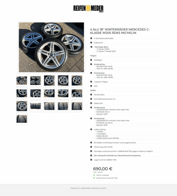 4 ALU 18" WINTERRÄDER MERCEDES C-KLASSE W205 RDKS MICHELIN #1R7F – Bild 17