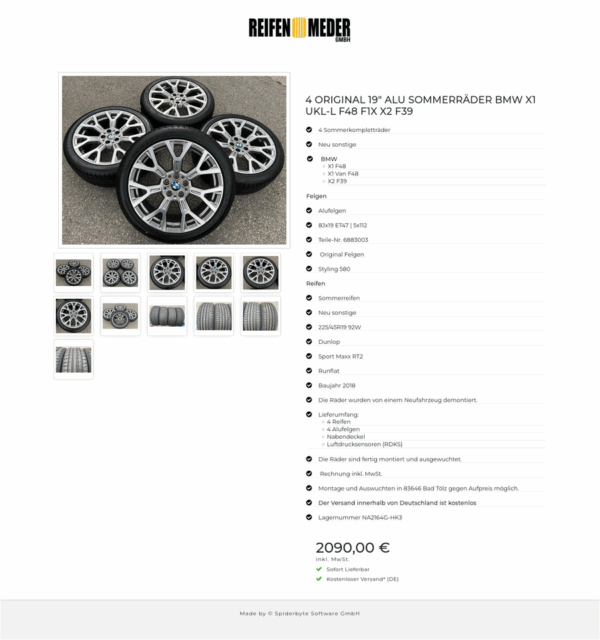 4 ORIGINAL 19" ALU SOMMERRÄDER BMW X1 UKL-L F48 F1X X2 F39  #7075 – Bild 12
