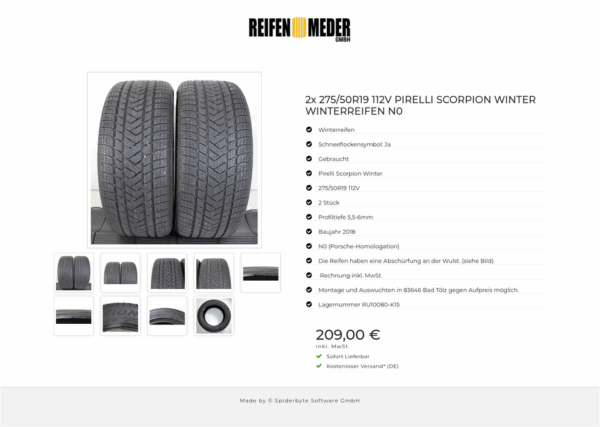 2x 275/50R19 112V PIRELLI SCORPION WINTER WINTERREIFEN N0 #1OPK – Bild 10