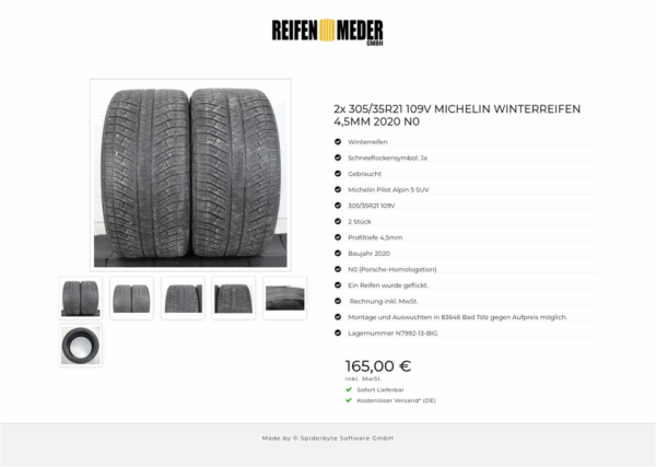 2x 305/35R21 109V MICHELIN WINTERREIFEN 4,5MM 2020 N0 #1EZS – Bild 7