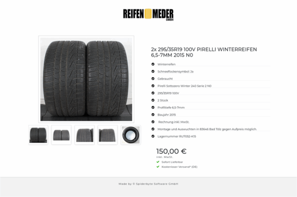 2x 295/35R19 100V PIRELLI WINTERREIFEN 6,5-7MM 2015 N0 #1BNF – Bild 6