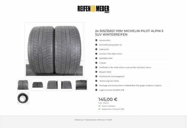 2x 305/35R21 109V MICHELIN PILOT ALPIN 5 SUV WINTERREIFEN #1QSK – Bild 7