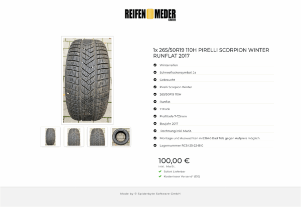 1x 265/50R19 110H PIRELLI SCORPION WINTER RUNFLAT 2017 #8208 – Bild 5