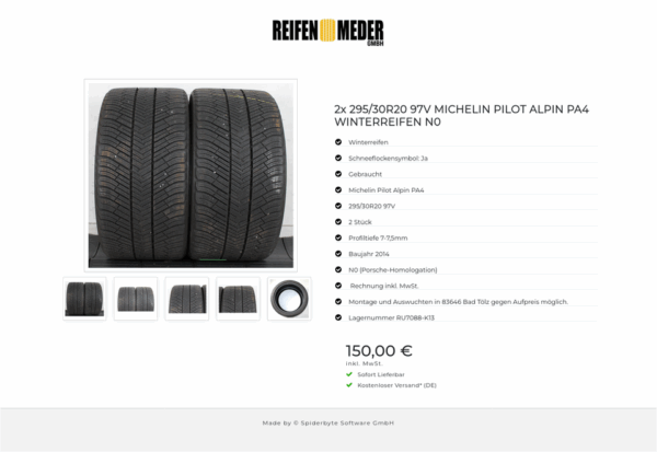2x 295/30R20 97V MICHELIN PILOT ALPIN PA4 WINTERREIFEN N0 #1BPC – Bild 6