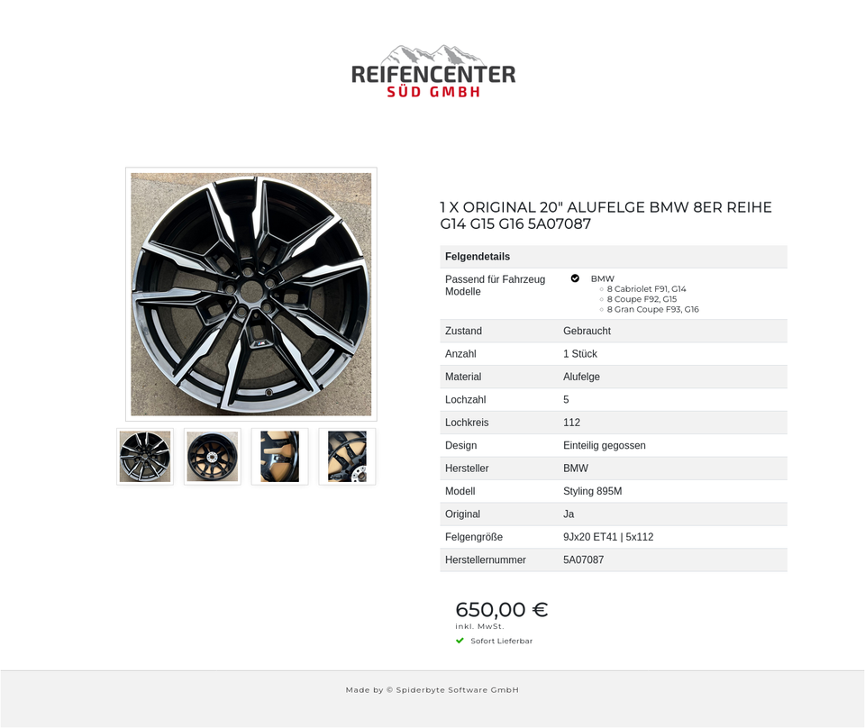 1 X ORIGINAL 20" ALUFELGE BMW 8ER REIHE G14 G15 G16 5A07087 #1U9Y – Bild 5