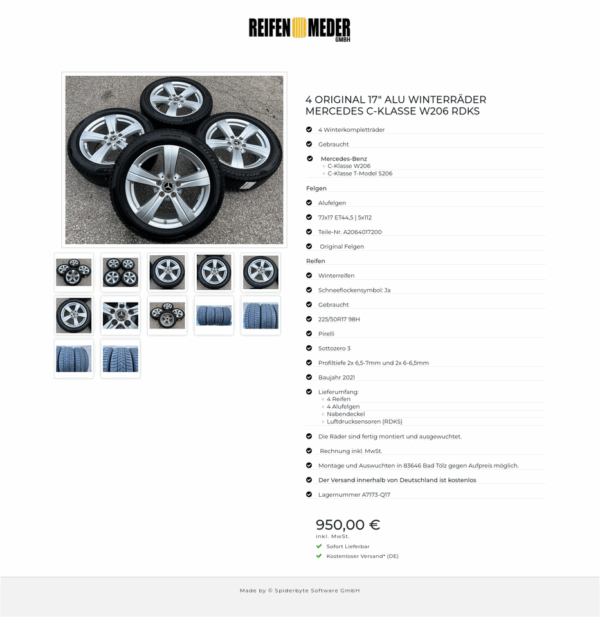 4 ORIGINAL 17" ALU WINTERRÄDER MERCEDES C-KLASSE W206 RDKS #1F2H – Bild 13