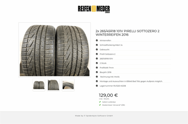 2x 265/45R18 101V PIRELLI SOTTOZERO 2 WINTERREIFEN 2016 #6868 – Bild 4