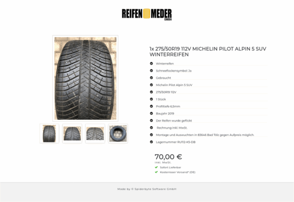 1x 275/50R19 112V MICHELIN PILOT ALPIN 5 SUV WINTERREIFEN #1498 – Bild 5