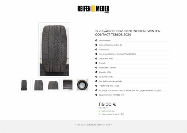 1x 295/40R19 108V CONTINENTAL WINTER CONTACT TS860S 2024 #1UZW – Bild 6
