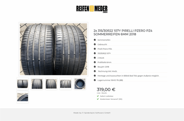 2x 315/30R22 107Y PIRELLI PZERO PZ4 SOMMERREIFEN 6MM 2018 #1183 – Bild 7