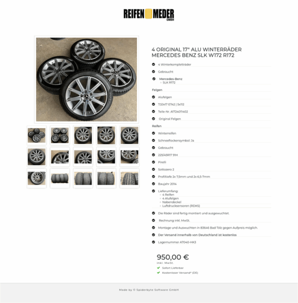 4 ORIGINAL 17" ALU WINTERRÄDER MERCEDES BENZ SLK W172 R172  #1V5N – Bild 16