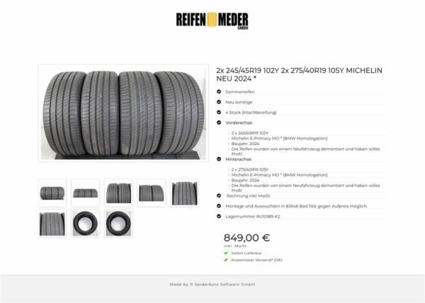 2x 245/45R19 102Y 2x 275/40R19 105Y MICHELIN NEU 2024 * #1P5Q – Bild 9
