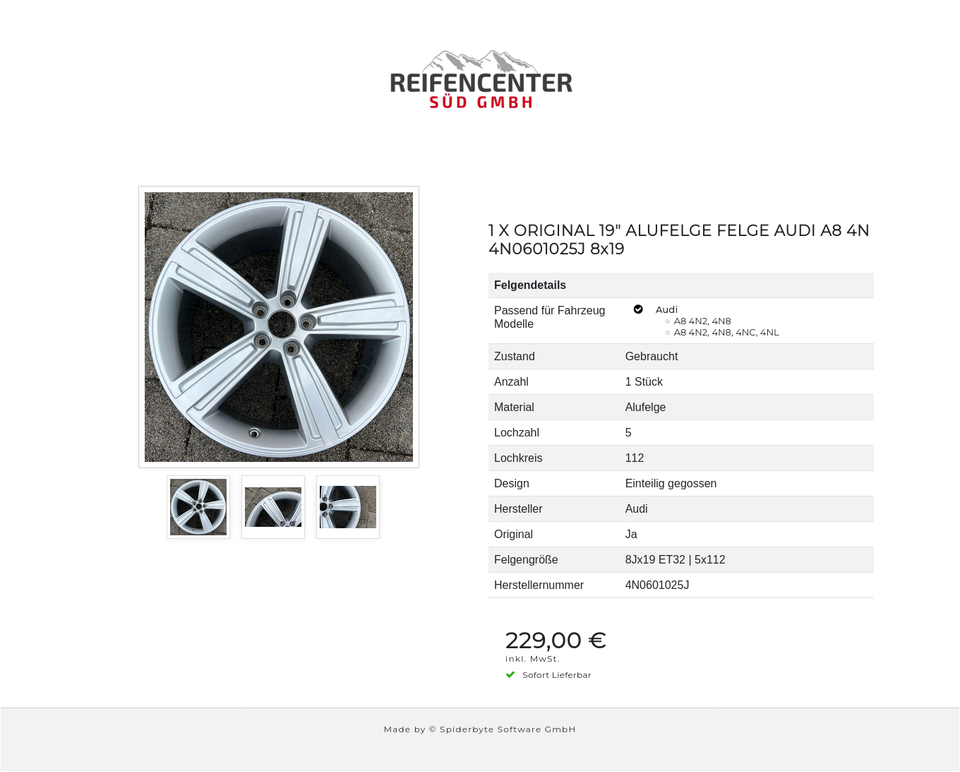 1 X ORIGINAL 19" ALUFELGE FELGE AUDI A8 4N 4N0601025J 8x19 #1Y5A – Bild 4