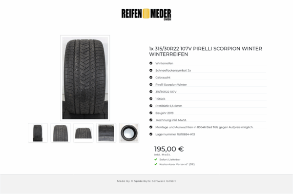 1x 315/30R22 107V PIRELLI SCORPION WINTER WINTERREIFEN #1RHT – Bild 6