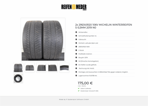 2x 295/40R20 106V MICHELIN WINTERREIFEN 5-5,5MM 2019 N0 #1O7J – Bild 7
