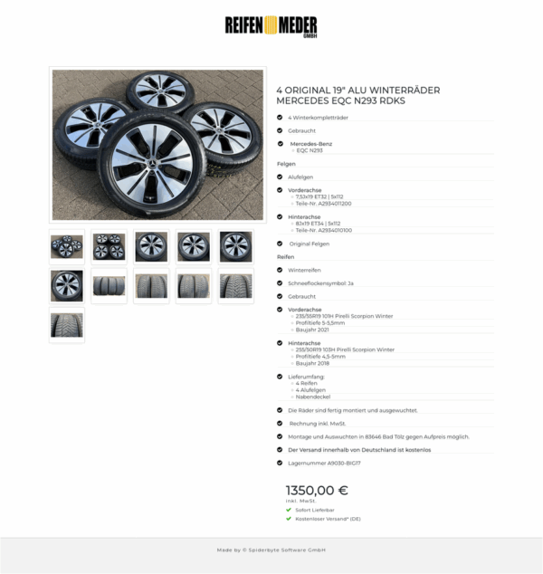 4 ORIGINAL 19" ALU WINTERRÄDER MERCEDES EQC N293 RDKS #1TIU – Bild 12