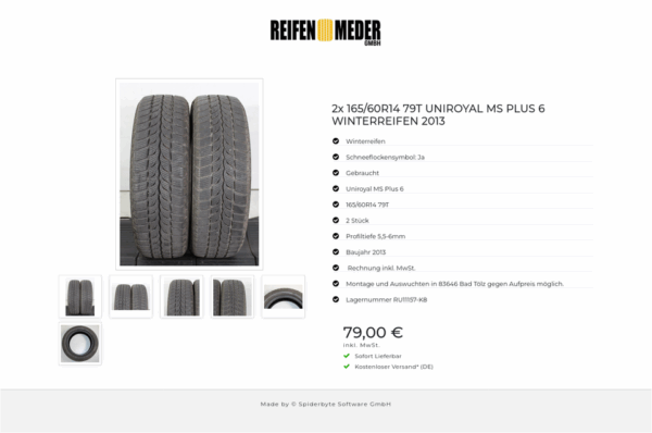 2x 165/60R14 79T UNIROYAL MS PLUS 6 WINTERREIFEN 2013 #1UON – Bild 7