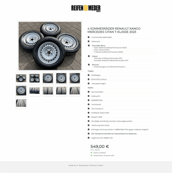 4 SOMMERRÄDER RENAULT KANGO MERCEDES CITAN T-KLASSE 2023  #1TGM – Bild 12