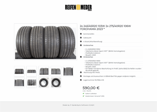 2x 245/45R20 103W 2x 275/40R20 106W YOKOHAMA 2023 * #1X2K – Bild 10