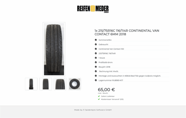 1x 215/75R16C 116/114R CONTINENTAL VAN CONTACT 6MM 2018 #1J8C – Bild 5