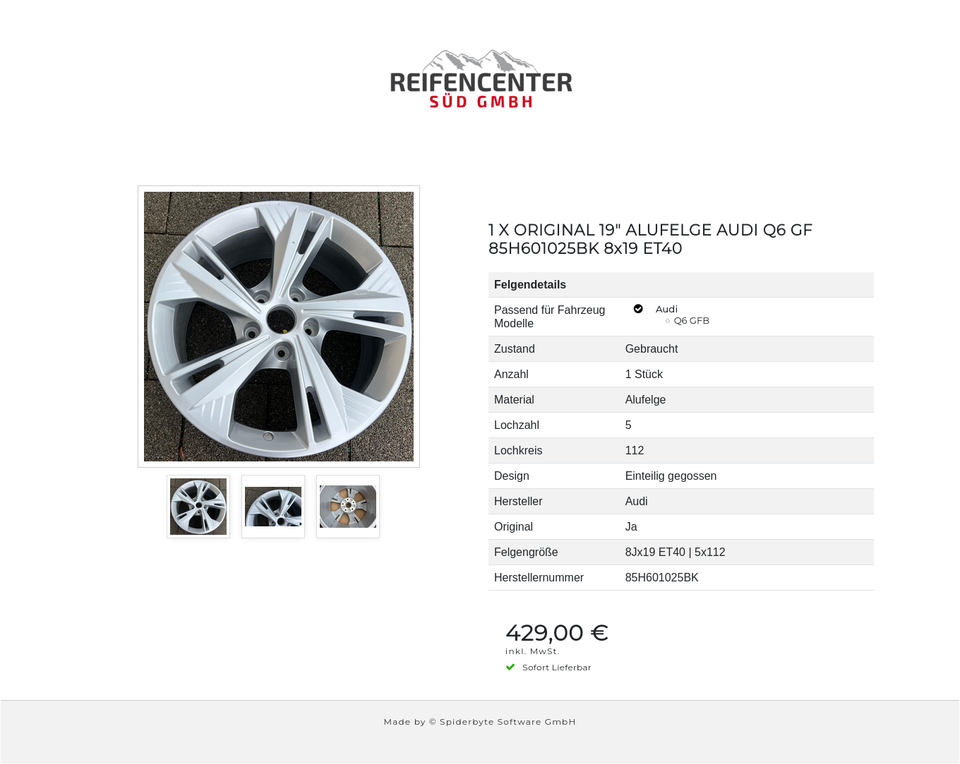 1 X ORIGINAL 19" ALUFELGE AUDI Q6 GF 85H601025BK 8x19 ET40 #1Z7Q – Bild 4