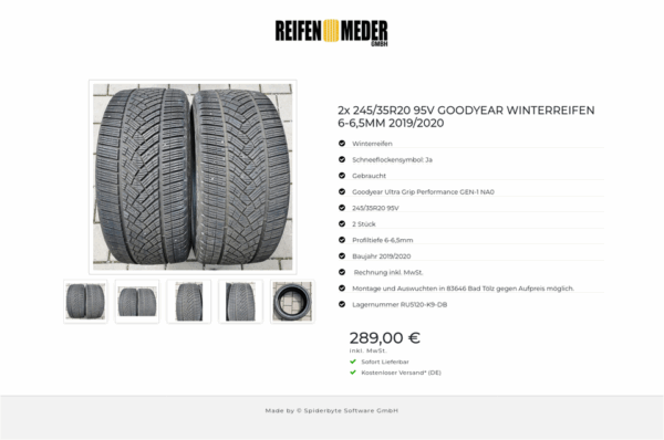 2x 245/35R20 95V GOODYEAR WINTERREIFEN 6-6,5MM 2019/2020 #178I – Bild 6