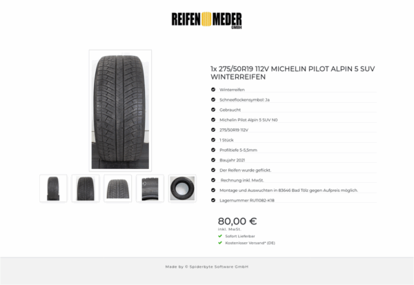 1x 275/50R19 112V MICHELIN PILOT ALPIN 5 SUV WINTERREIFEN #1U8F – Bild 6
