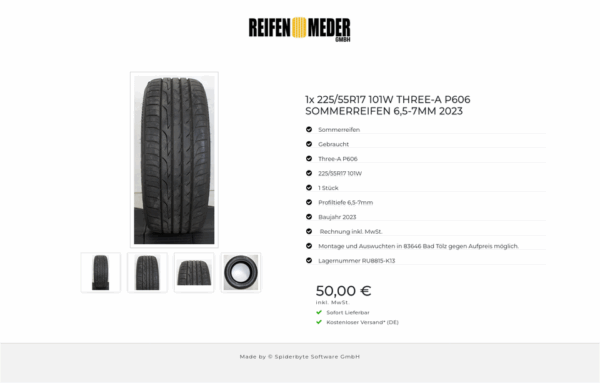 1x 225/55R17 101W THREE-A P606 SOMMERREIFEN 6,5-7MM 2023 #1IUL – Bild 5